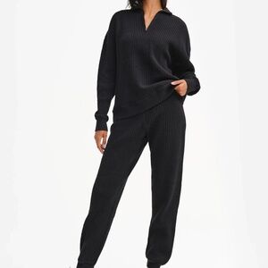 Mate the Label Organic Waffle Relaxed Jogger in Jet Black, Size Small